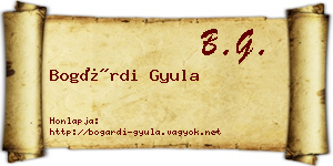 Bogárdi Gyula névjegykártya