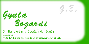 gyula bogardi business card